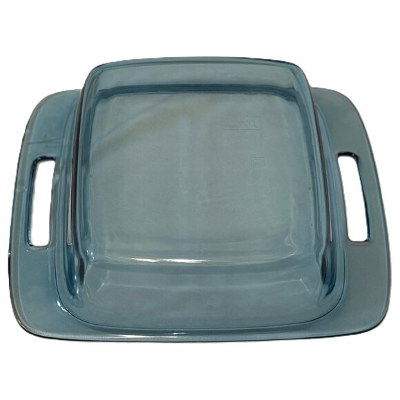 Vintage PYREX BAKING CASSEROLE DISH Cobalt Blue Square 8"x8" 222 USA 2 Quart - Picture 4 of 5